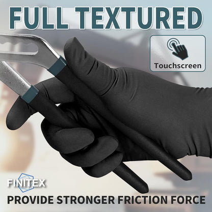 FINITEX Black Nitrile Disposable Gloves 5mil Medical Exam 100PCS,XL