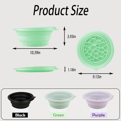 Foldable Face Ice Bath Bowl with Built-In Ice Tray (Green).