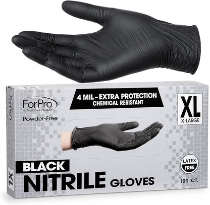 ForPro Disposable Nitrile Gloves, Chemical Resistant, Powder-Free, Latex-Free, Non-Sterile, Food Safe, 4 Mil