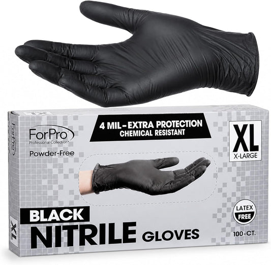 ForPro Disposable Nitrile Gloves, Chemical Resistant, Powder-Free, Latex-Free, Non-Sterile, Food Safe, 4 Mil