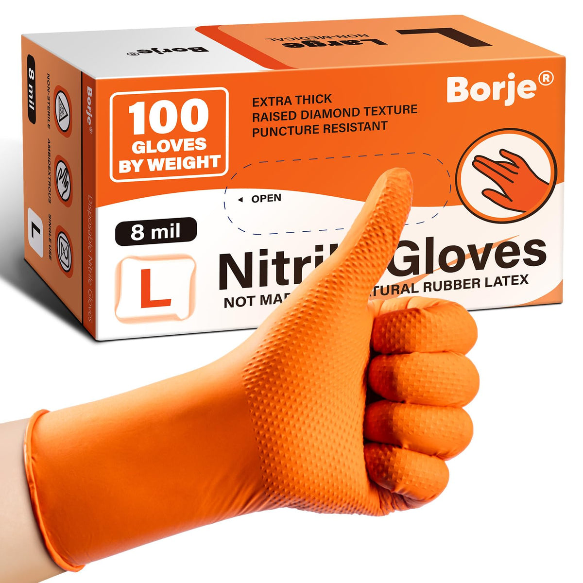 Borje Nitrile Gloves XL, 100 Count Disposable Gloves, Black, Latex-Free Powder-Free, Medical Exam, Food Safe, Cleaning, Cooking