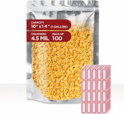 5x8 Mylar Bags for Food Storage - Pack Of 100-7.5mil Thickness