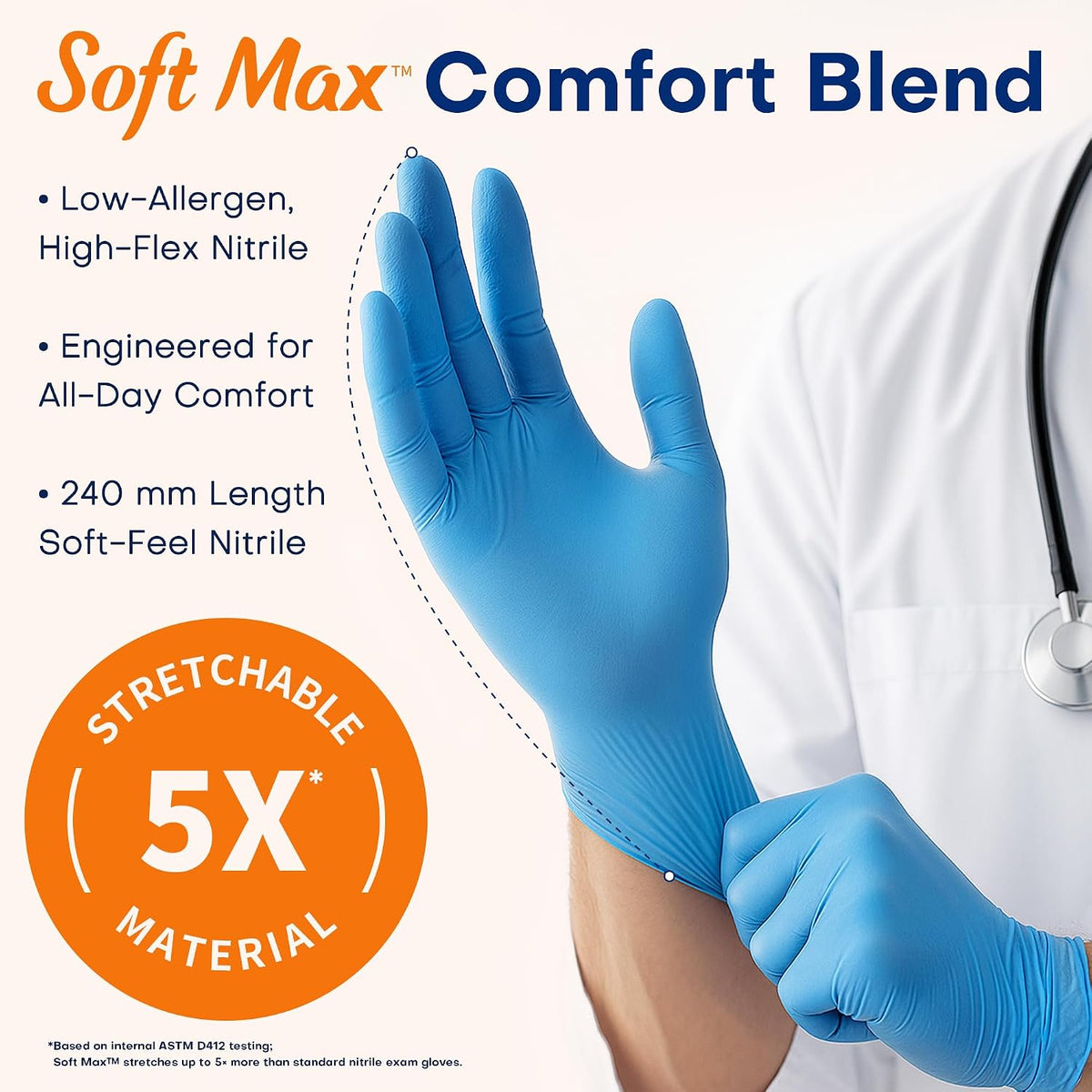 Supmedic Medical Soft Max Nitrile Exam Disposable Gloves Powder-Free 200 Ct