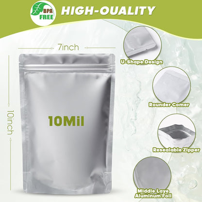 60pcs 1 Quart Mylar Bags for Food Storage Extra Thick 10 Mil
