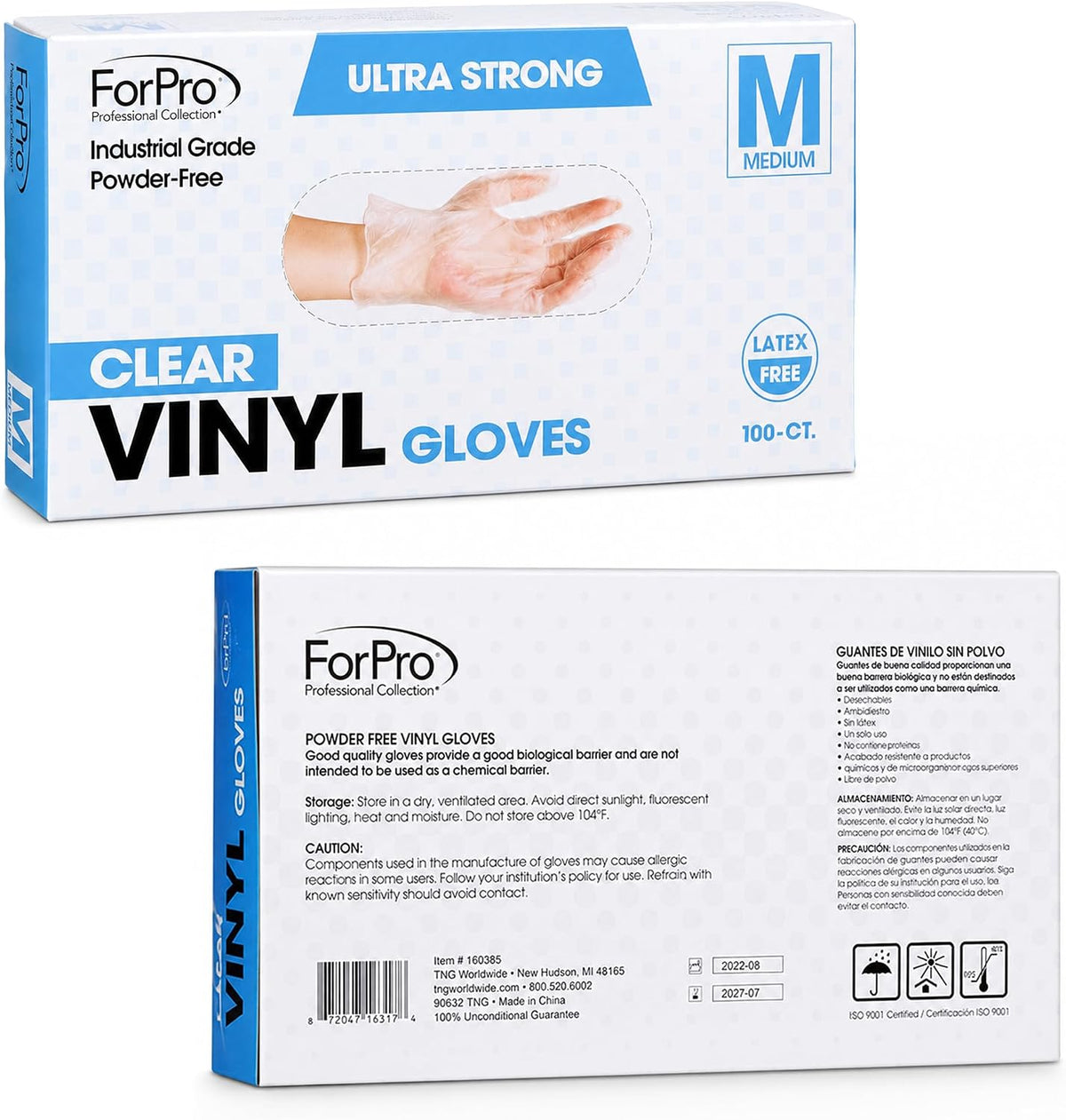 ForPro Disposable Vinyl Gloves, 3.9 Mil, Powder & Latex-Free, Food Safe