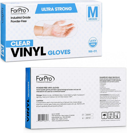 ForPro Disposable Vinyl Gloves, 3.9 Mil, Powder & Latex-Free, Food Safe