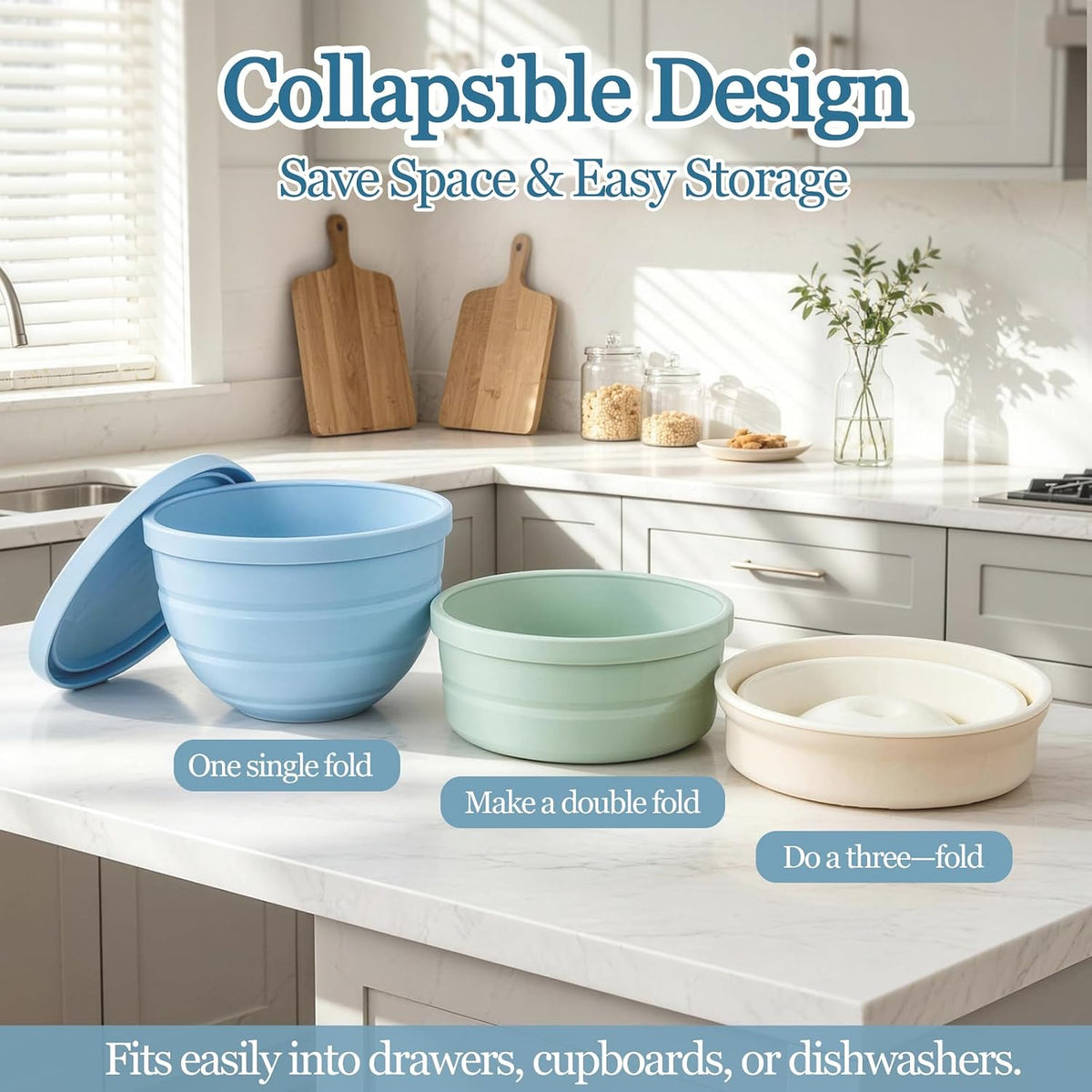 Foldable Silicone Bowl Liners for KitchenAid Tilt-Head 5 Qt Stand Mixers