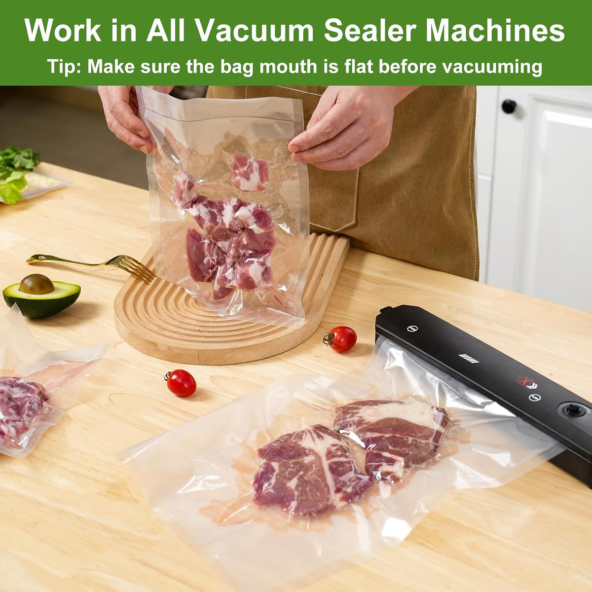 Vacuum Sealer Bags for Food Storage, 150pcs Precut Pint, Quart & Gallon