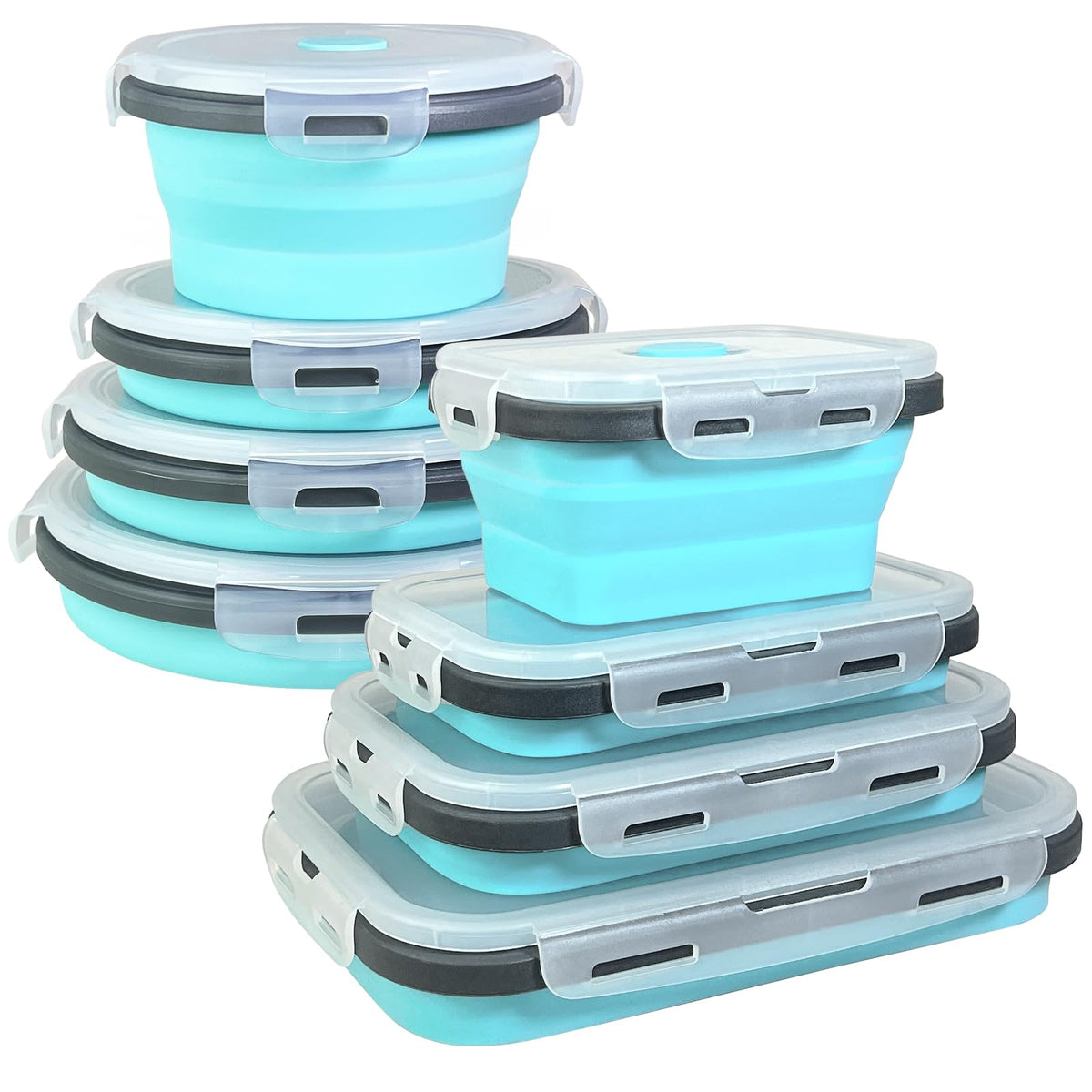 Guyuyii 4 Pack Space-Saving Collapsible Food Storage Containers with Lids