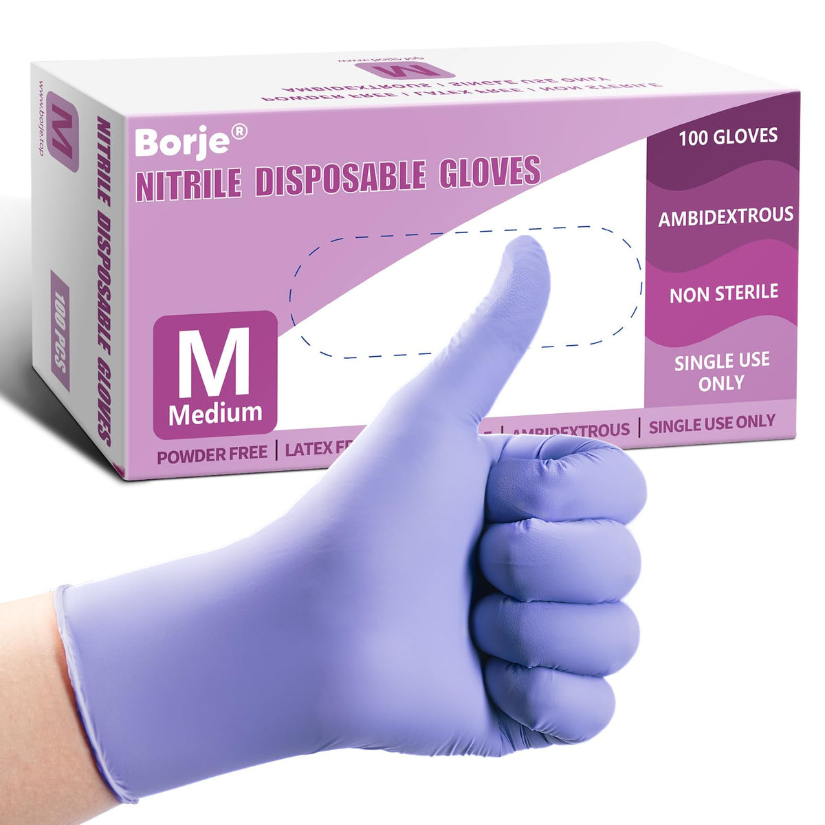 Borje Nitrile Gloves XL, 100 Count Disposable Gloves, Black, Latex-Free Powder-Free, Medical Exam, Food Safe, Cleaning, Cooking