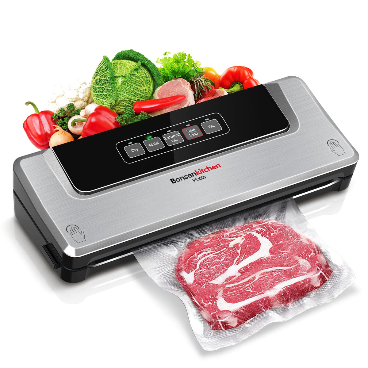 Bonsenkitchen Vacuum Sealer Machine, Multiple Modes For Meal Prep,Silver