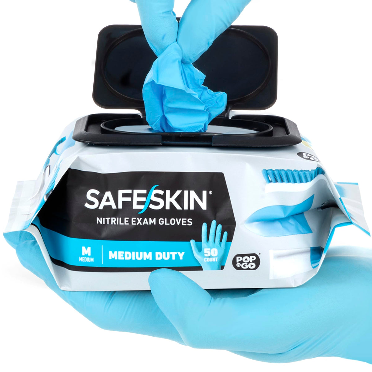 SAFESKIN Disposable Nitrile Gloves in POP-N-GO Pack (50 or 200 Count) Medium Duty, Powder-Free -Cleaning, Gardening, Crafts