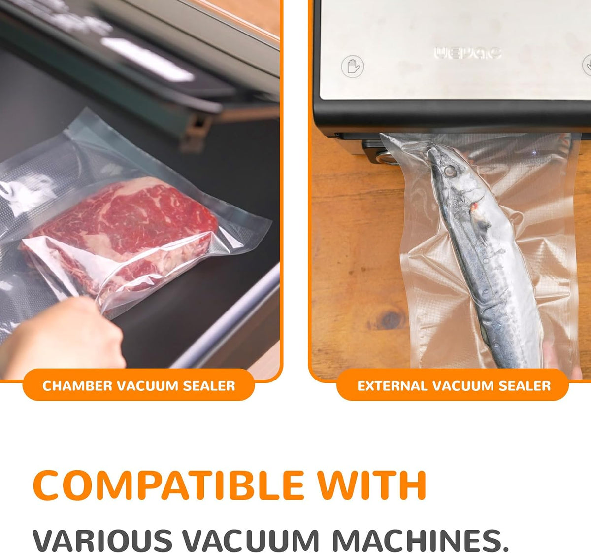 Wevac Vacuum Sealer Bags for Food, 8"x150' Roll, Fits Food Saver Machines