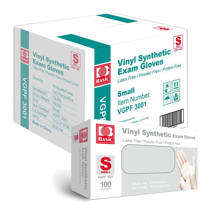 INTCO Basic Medical Synmax Vinyl Exam Gloves,Disposable Gloves - Latex-Free & Powder-Free for Medical,Cleaning,Food Safe- Large, BMPF-3003(Case of 1000,Blue)