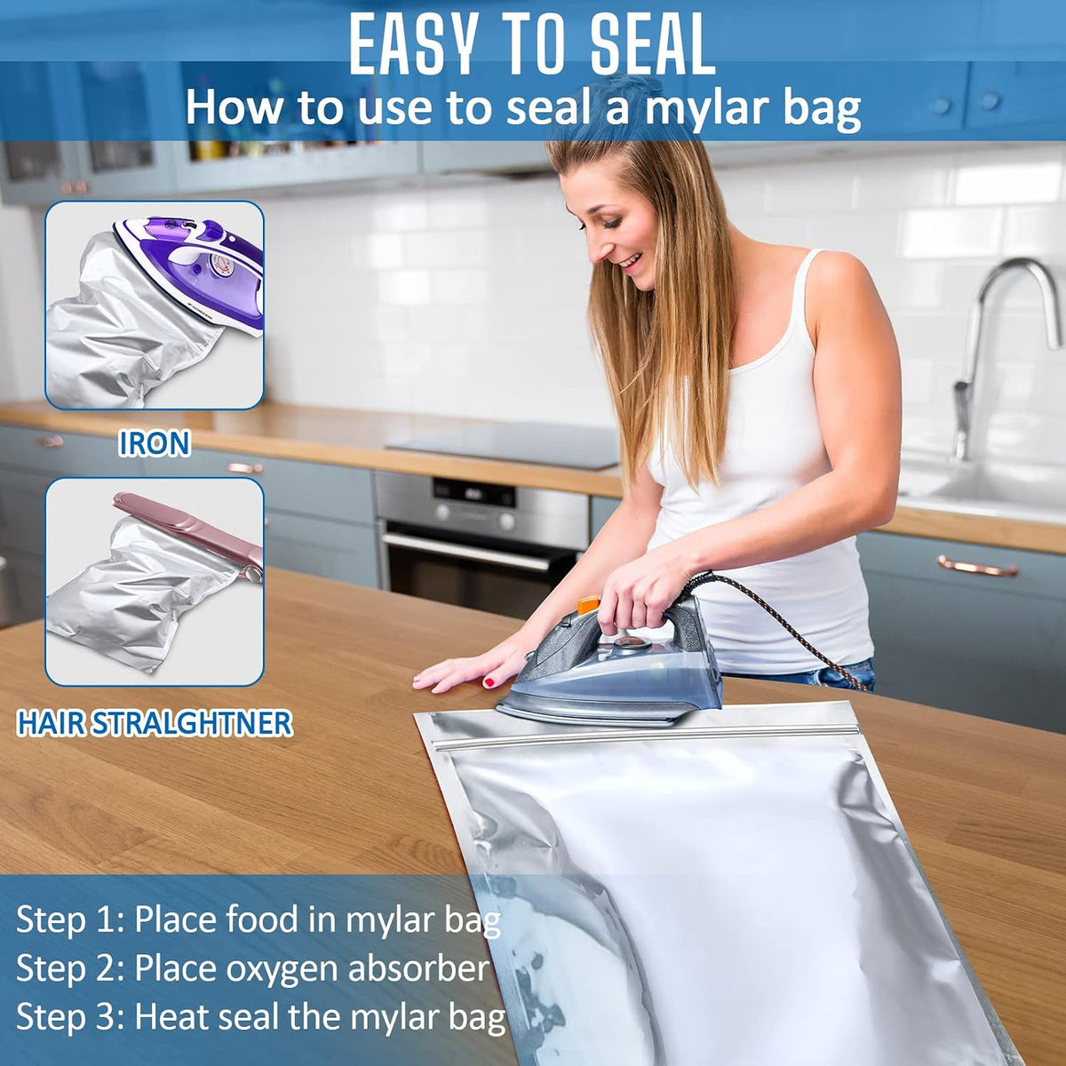 15 Pack 5 Gallon Mylar Bags with 15 x 2000cc Oxygen Absorbers