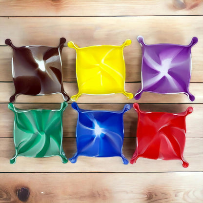 Luck Lab Board Game Token Trays, 6-Pack Folding Silicone Swirl Color Bowls