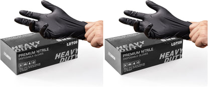LANON 6 mil Black Nitrile Disposable Gloves,Cooking Gloves,Medium