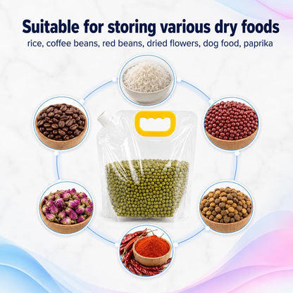 5pcs Food Storage Bags, Reusable Grain Storage Moisture-proof Sealed Bags, Stand Up Packaging Pouches Large Sealed Bag with Handle