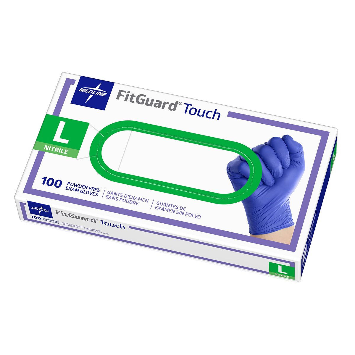 Medline FitGuard Touch Nitrile Exam Gloves, 100 Count, Medium, Powder Free, Disposable, Not Made with Natural Rubber Latex, Excellent Sense of Touch for Medical Tasks, Durable for Household Chores