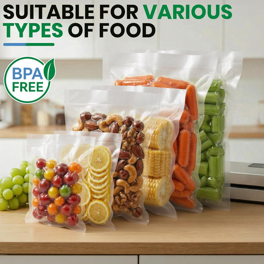FUNFERY 100 PCS Precut Vacuum Sealer Bags for Food 11"x16"/8"x12"/6"x10"