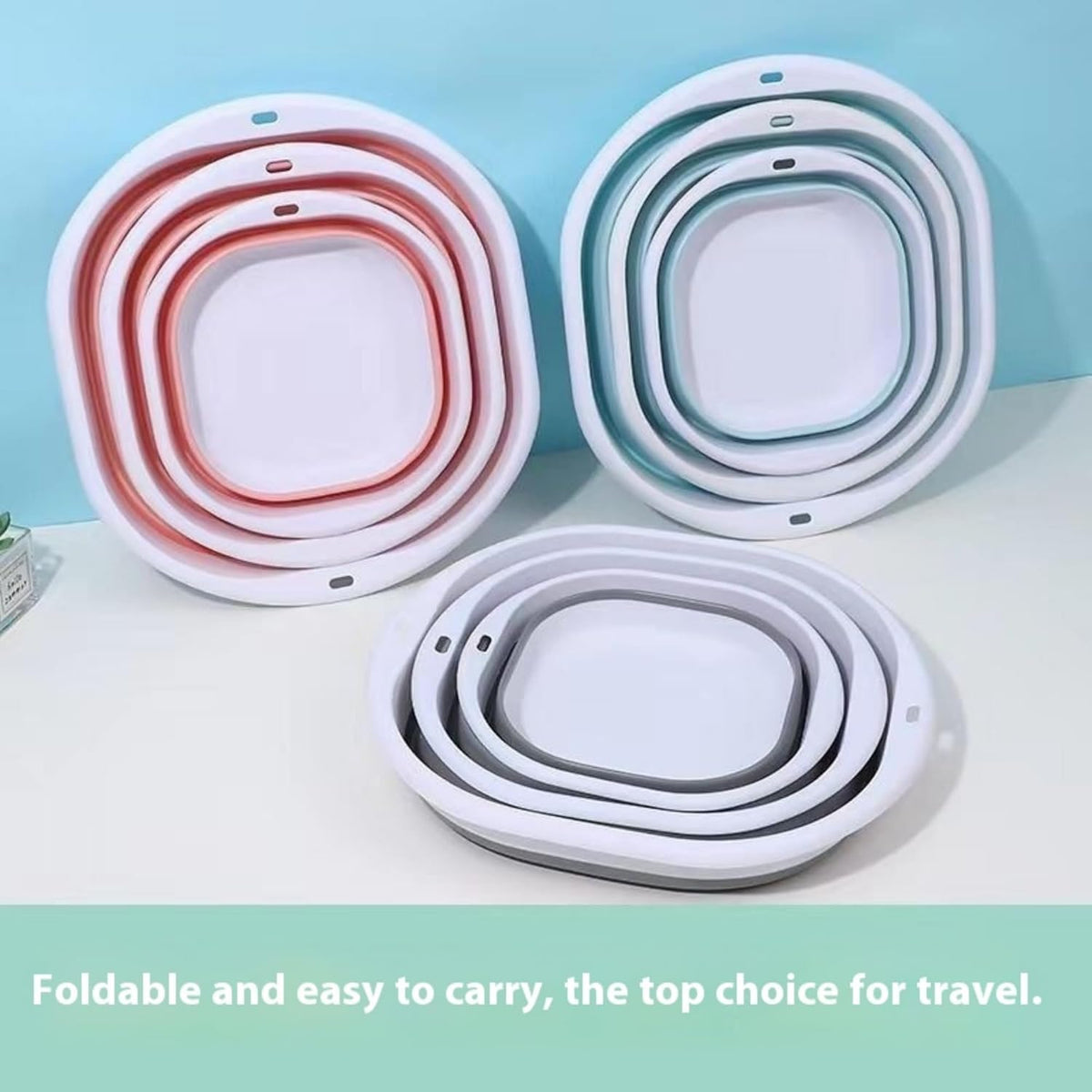 3-piece folding washbasin set, foldable dishwasher basin, space-saving folding sink, suitable for apartments, camping, dishwashing, fruit and beverage container, hiking, and household use (Grey)