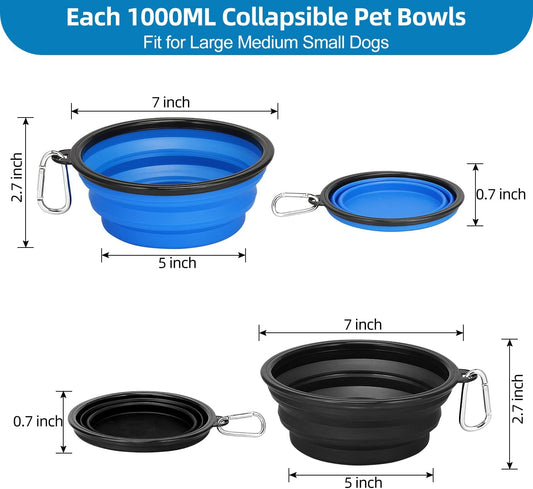 Kytely Large Collapsible Dog Bowls 2 Pack, 34oz Foldable Dog Travel Bowl