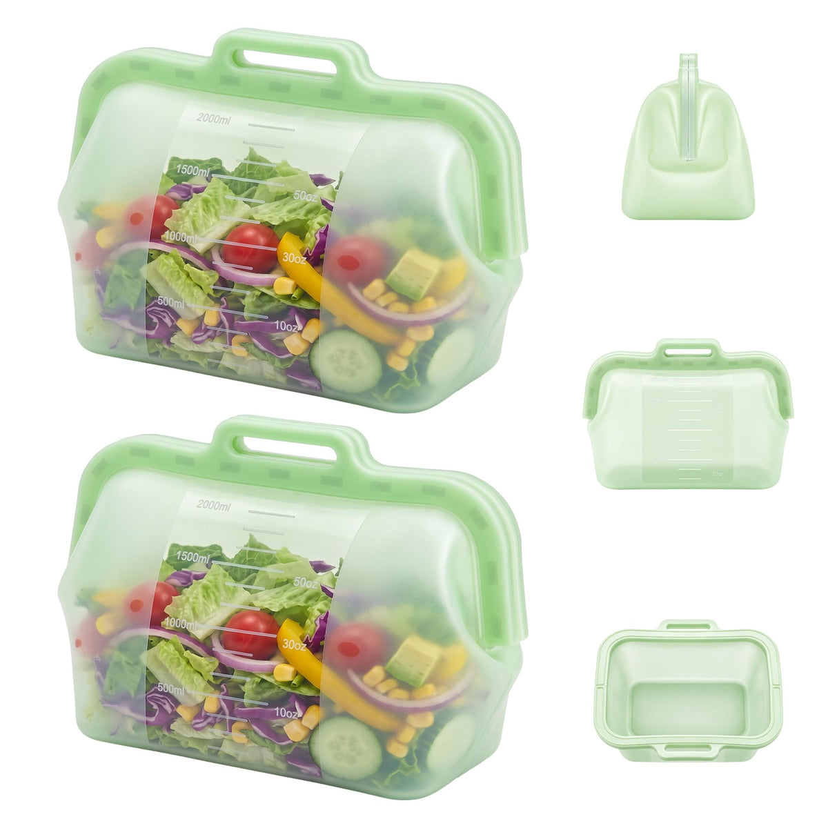 Magnetic Seal Reusable Silicone Food Storage Bag, 68 oz, NUZEAK