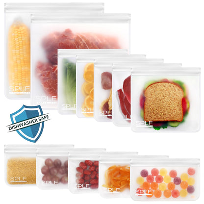 SPLF 6 Pack Reusable Gallon Freezer Bags Dishwasher Safe, Gray
