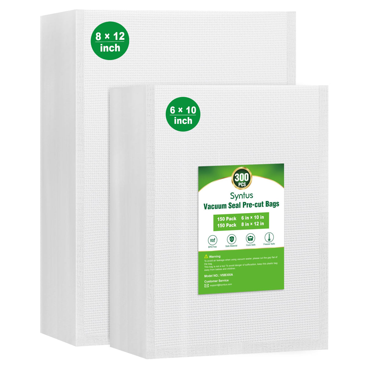 Syntus 100 Pcs Vacuum Sealer Bags for Food, 8x12+11x16, BPA Free