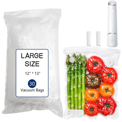 30-Pack XL Large Vacuum Sealer Bags & 2 Bonus Sealing Clips, Compatible with Chef Preserve – BPA-Free (12 x 20 in) Reusable Food Storage Bags for Freezer, Microwave, Sous Vide – Leak-Proof