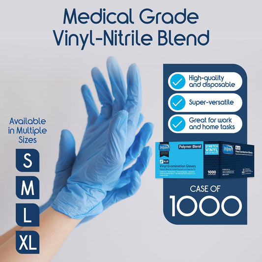 Inspire Nitrile-Vinyl Blend Exam Gloves - Disposable, Latex Free, Medical, Multipurpose for Cooking
