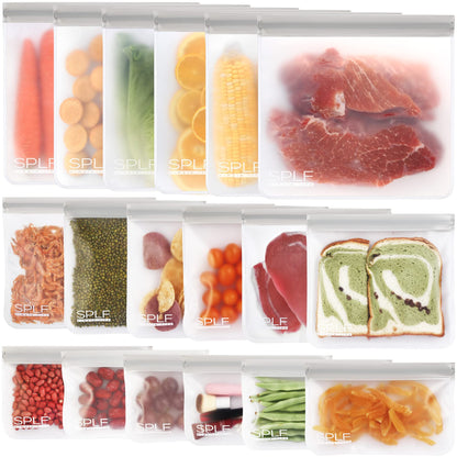 SPLF 6 Pack Reusable Gallon Freezer Bags Dishwasher Safe, Gray