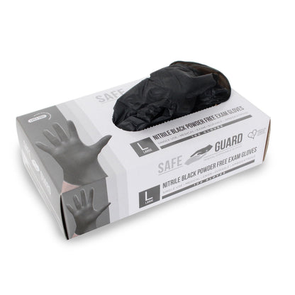 Safeguard Nitrile Disposable Gloves, Powder Free, Food Grade Gloves, (SYNCHKG082507), Box, Large (100 Count)