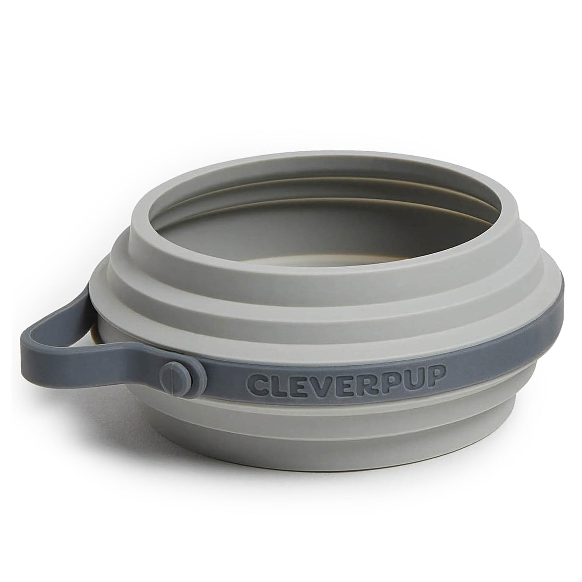 Cleverpup Nomad Large Collapsible Travel Dog Bowl - 4 Cup, Grey Silicone