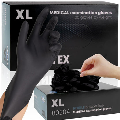 FINITEX Black Nitrile Disposable Gloves 5mil Medical Exam 100PCS,XL