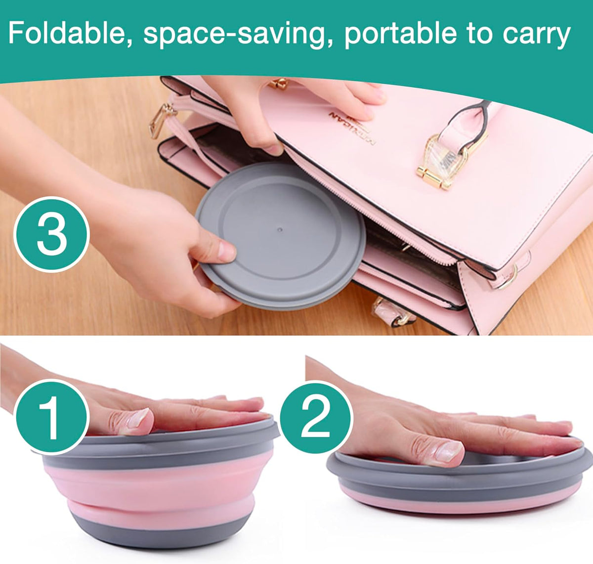 Camping Bowls, 3PCS Collapsible Bowls with Cutlery and Reusable Storage Bag, Food-Grade Silicone Lunch Box with Lids for Camping Picnic Travel (Blue)