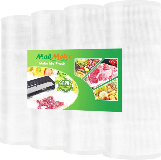 MakMeFre 4Pack Vacuum Sealer Bags Rolls 11"x20' for Food Storage