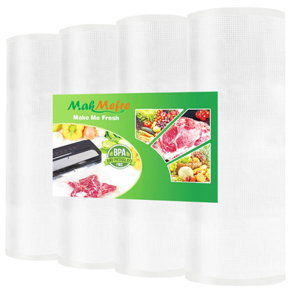 MakMeFre 4Pack Vacuum Sealer Bags Rolls 11"x20' for Food Storage
