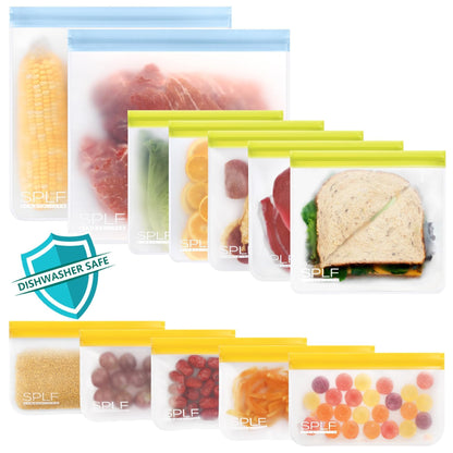 SPLF 6 Pack Reusable Gallon Freezer Bags Dishwasher Safe, Gray