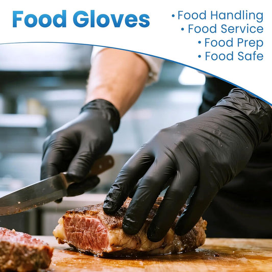Borje Nitrile Gloves XL, 100 Count Disposable Gloves, Black, Latex-Free Powder-Free, Medical Exam, Food Safe, Cleaning, Cooking