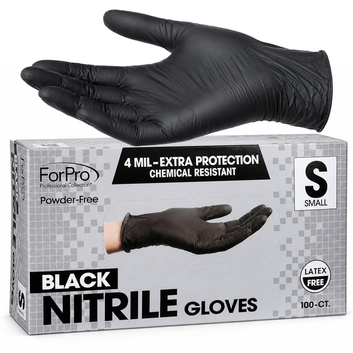 ForPro Disposable Nitrile Gloves, Chemical Resistant, Powder-Free, Latex-Free, Non-Sterile, Food Safe, 4 Mil