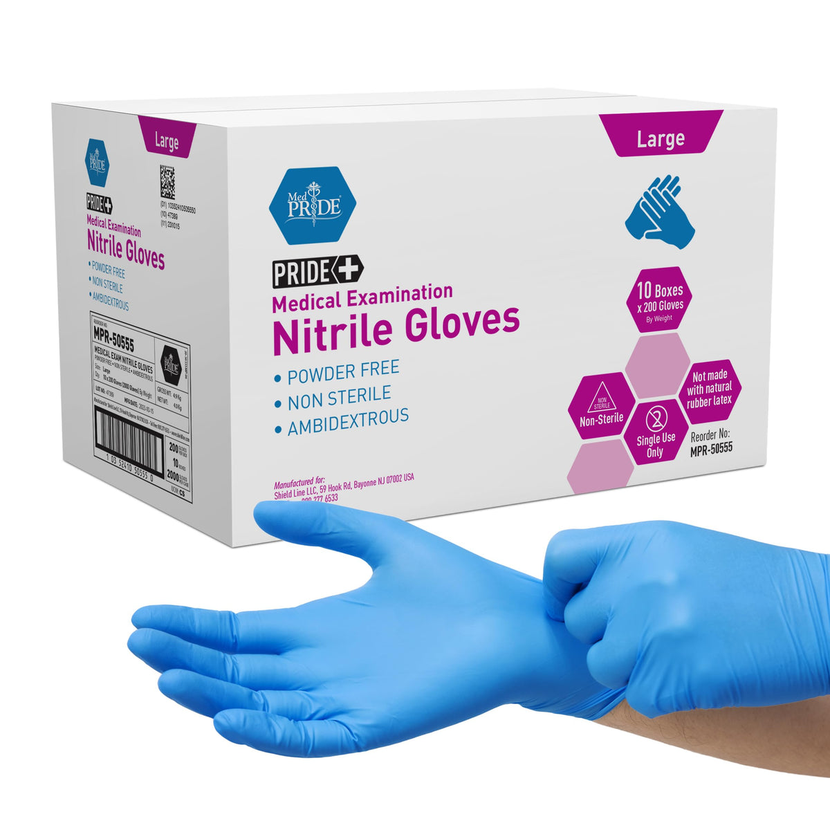 Medpride Medical Examination Nitrile Gloves| Medium Box of 200| Blue, Latex/Powder-Free, Non-Sterile Exam Gloves| Professional Grade for Hospitals, Law Enforcement, Tattoo Artists, First Response