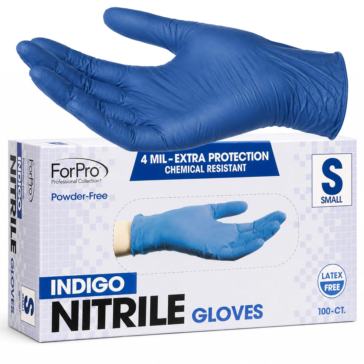 ForPro Disposable Nitrile Gloves, Chemical Resistant, Powder-Free, Latex-Free, Non-Sterile, Food Safe, 4 Mil