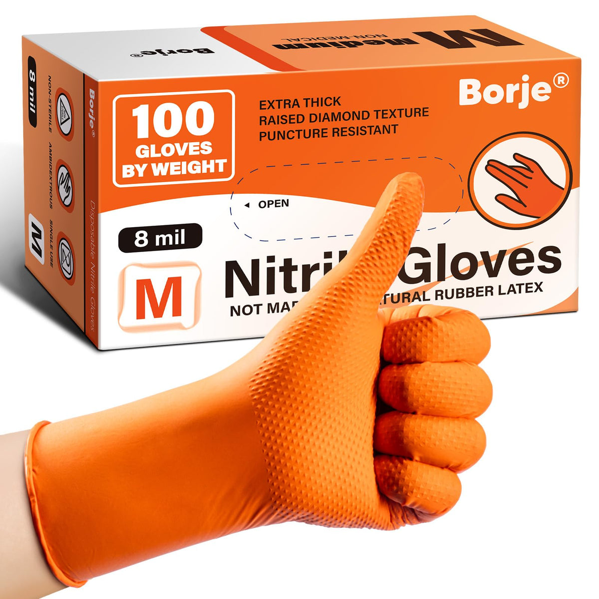Borje Nitrile Gloves XL, 100 Count Disposable Gloves, Black, Latex-Free Powder-Free, Medical Exam, Food Safe, Cleaning, Cooking