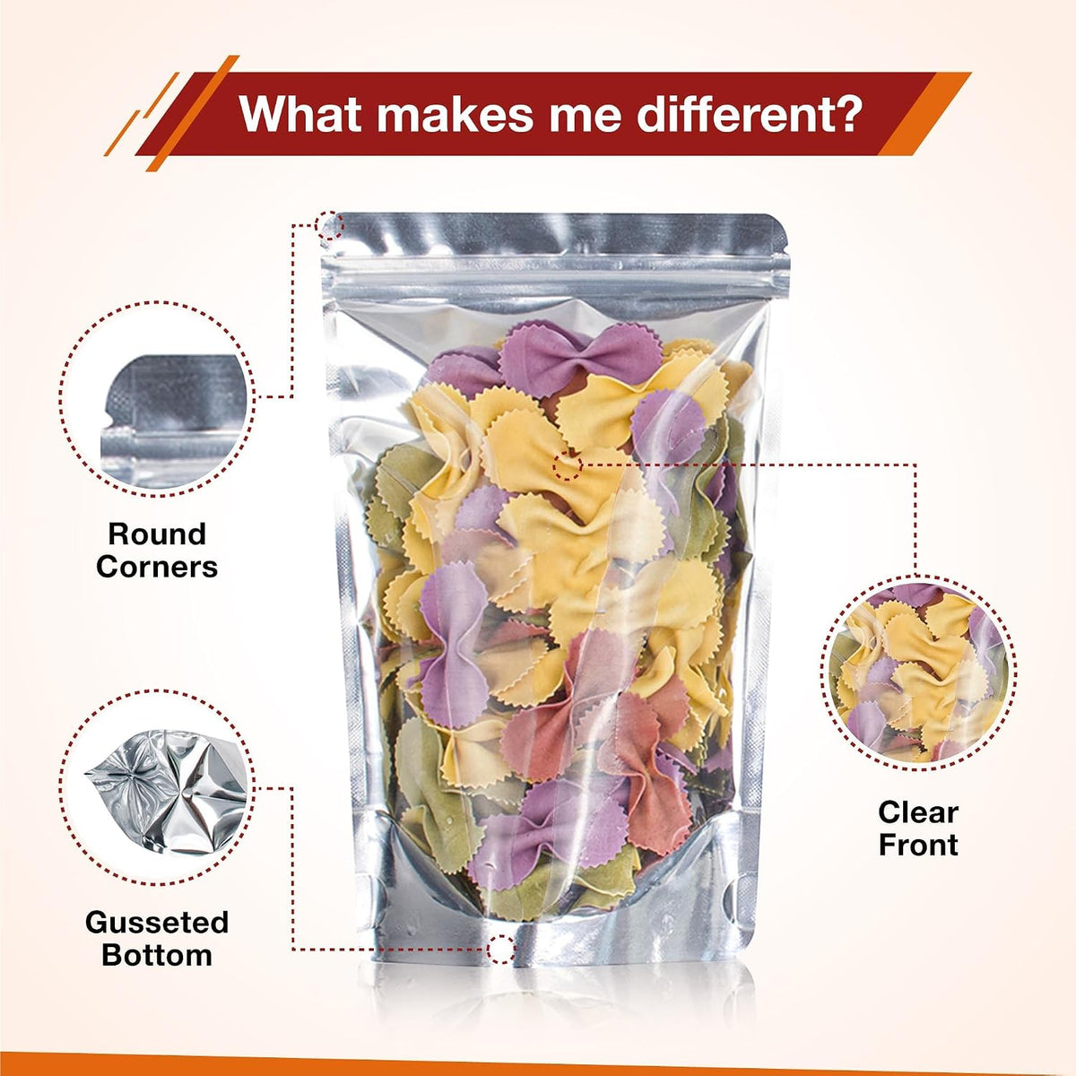 5x8 Mylar Bags for Food Storage - Pack Of 100-7.5mil Thickness