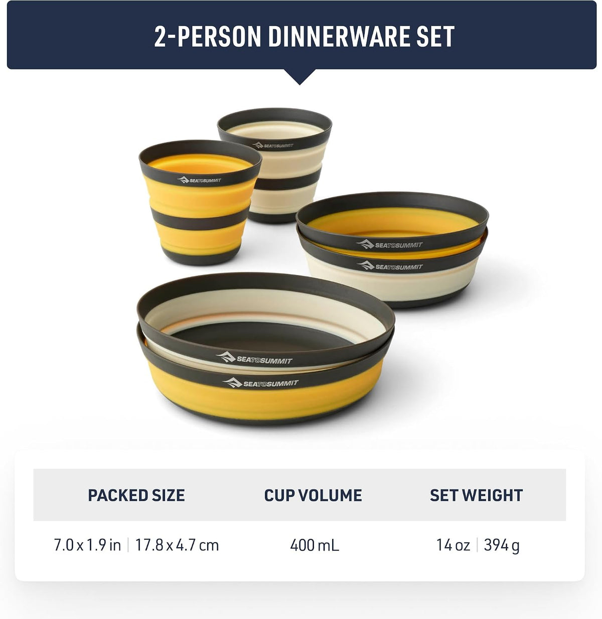 Sea to Summit Frontier Dinnerware Set, 2P (2 Med Bowls, 2 Lg Bowls, 2 Cups)