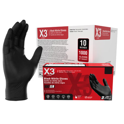 X3 Nitrile Disposable Gloves Latex Free 3 mil Black for Cooking Food Prep
