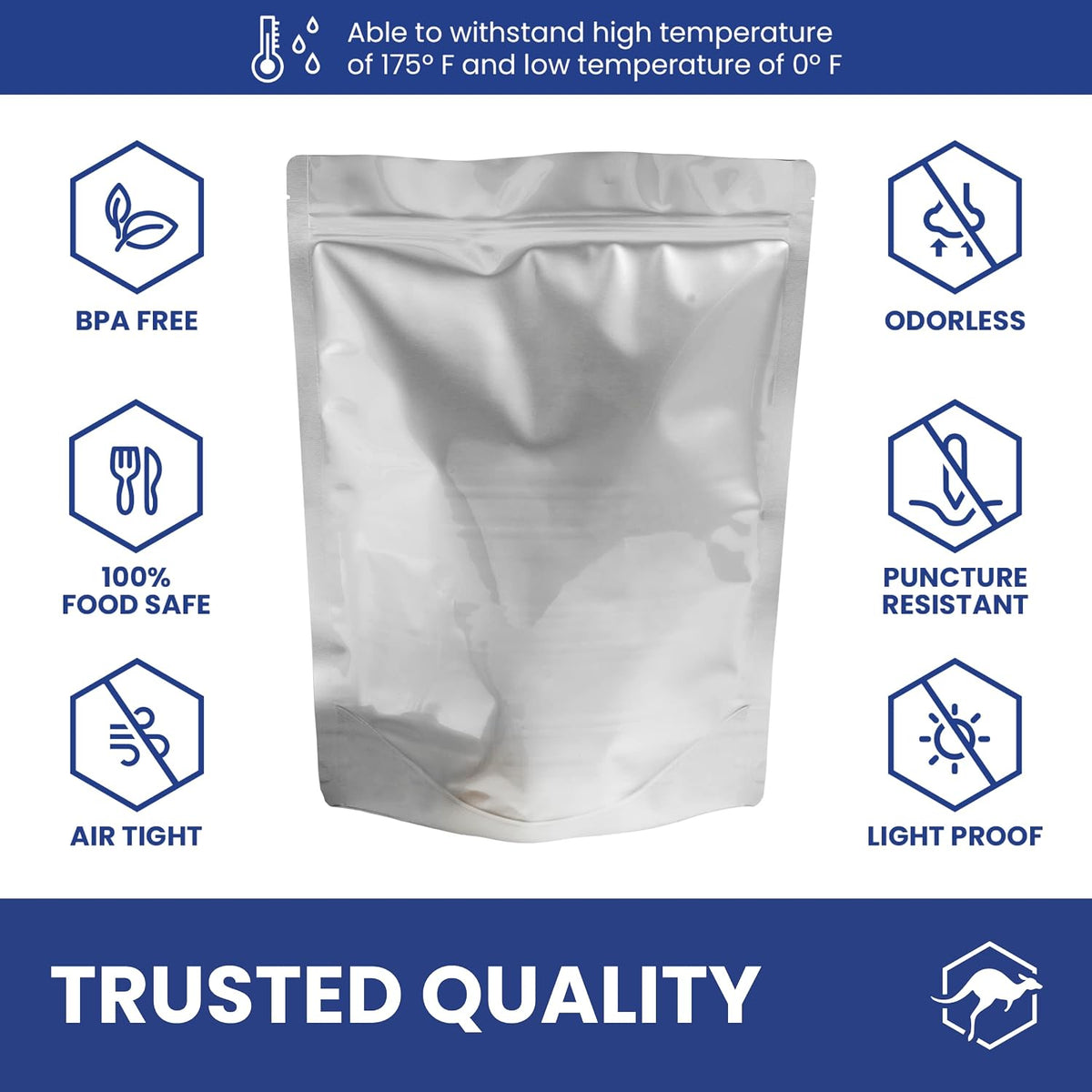 Wallaby 1-Pint Gusset 11 Mil Thick Mylar Bags, Zipper, Labels (50-Pack)