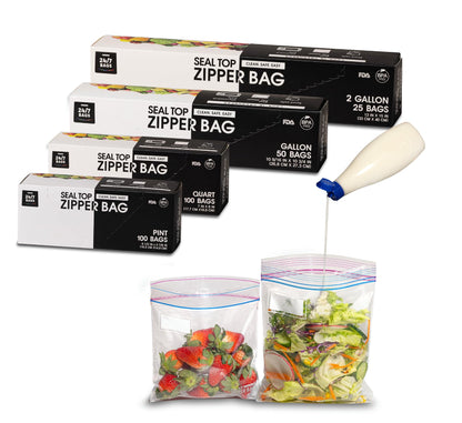 Gallon Food Storage Bags, Thick Non-Stand-Up Bag, Double Zipper Seal, BPA-Free, with Write-On Space - 120 Count