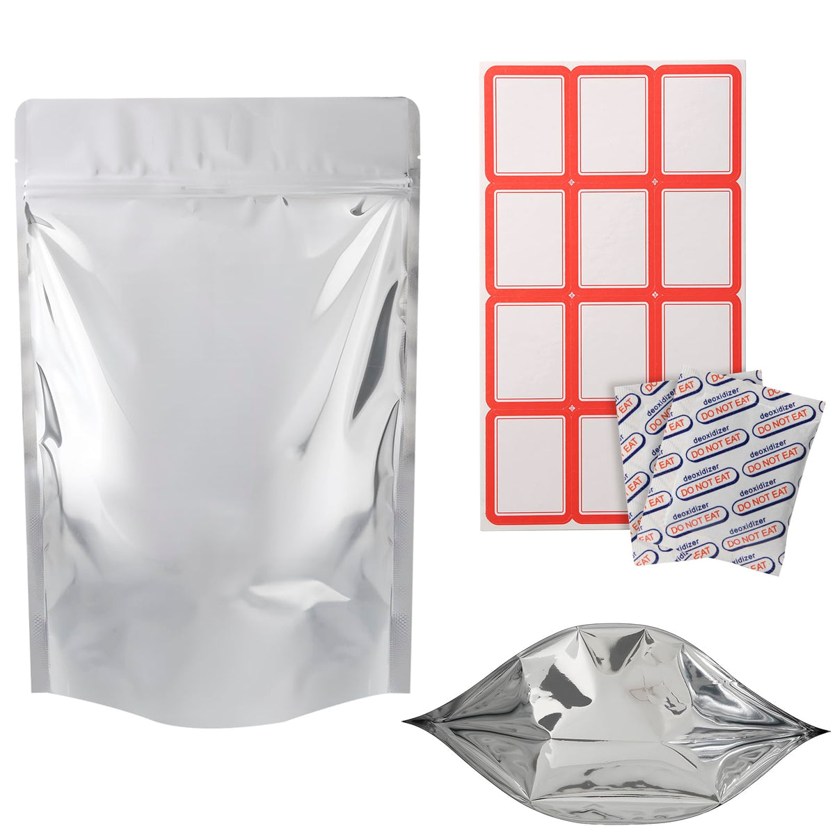 25 Pcs 5 Gallon Mylar Bags with Oxygen Absorbers - 10 Mil Thick